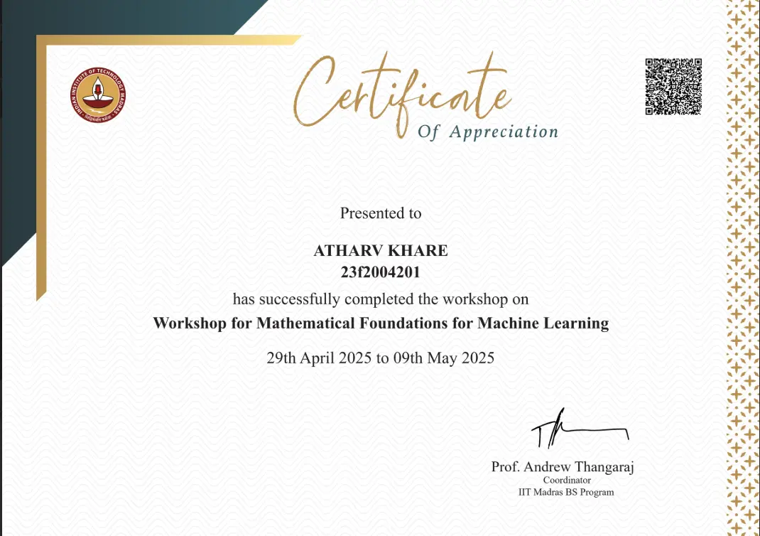 Machine Learning Workshop Certificate
